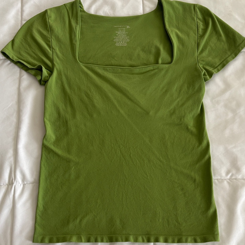 Free People Olive Green Short Sleeve Top